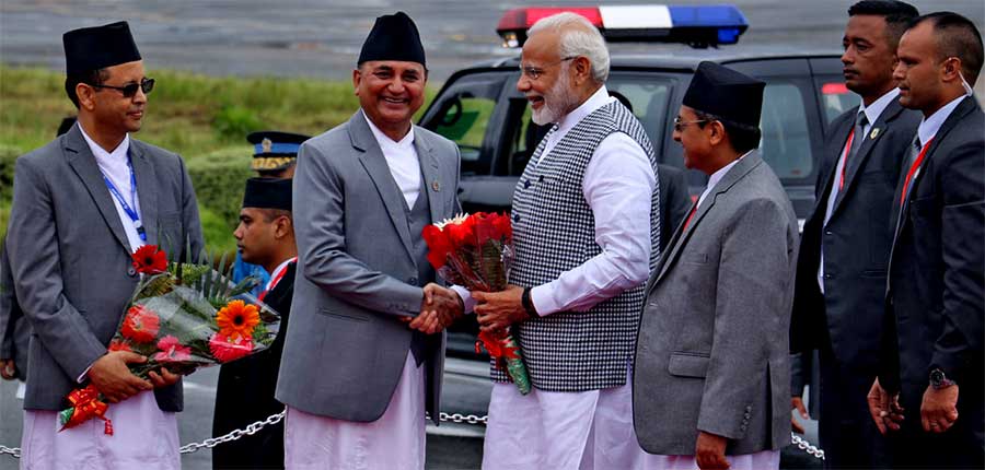 भारतीय प्रधानमन्त्री मोदी काठमाडौंमा