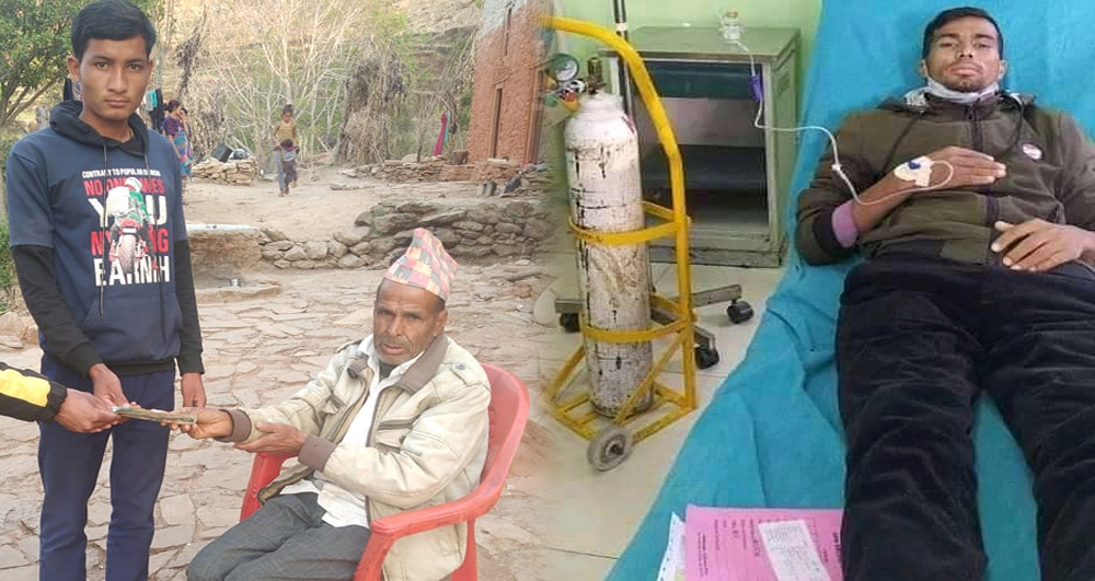 बोनम्यारो पिडित शाहको उपचारका लागि खान्डाँडाँ समाज सुधार युवा क्लवद्धारा आर्थिक सहयोग